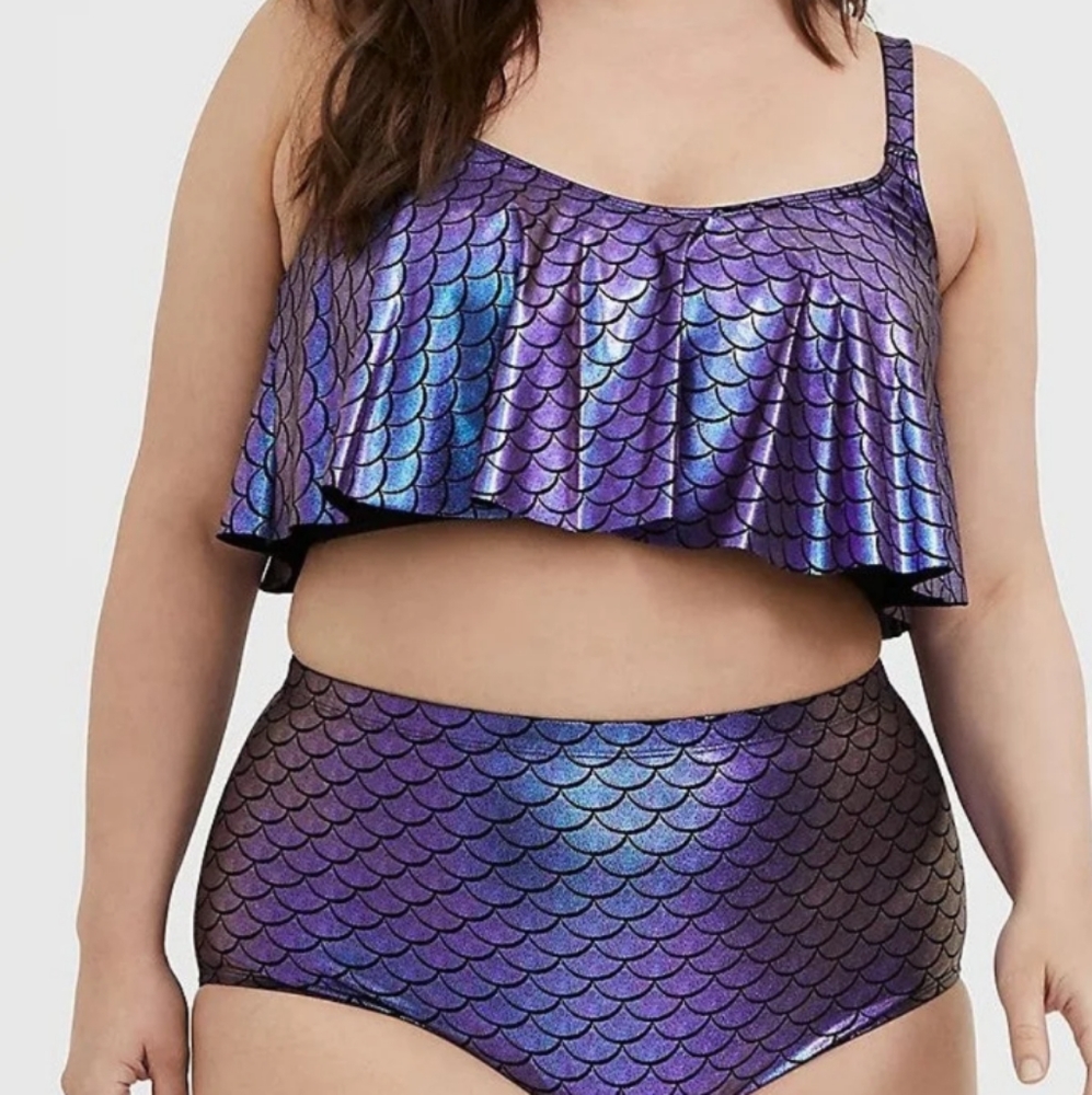 Torrid 2pc swimsuit mermaid purple 2 top bottom